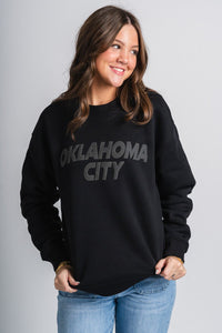 Oklahoma City puff sweatshirt black - Trendy Oklahoma City Basketball T-Shirts Lush Fashion Lounge Boutique in Oklahoma City