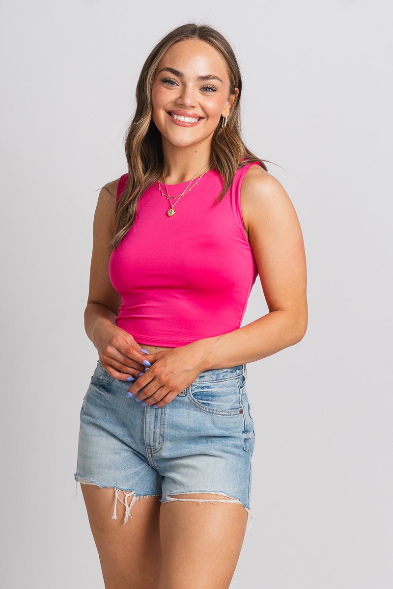 Crop tank top fuchsia - Cute Tank Top - Trendy Tank Tops at Lush Fashion Lounge Boutique in Oklahoma City