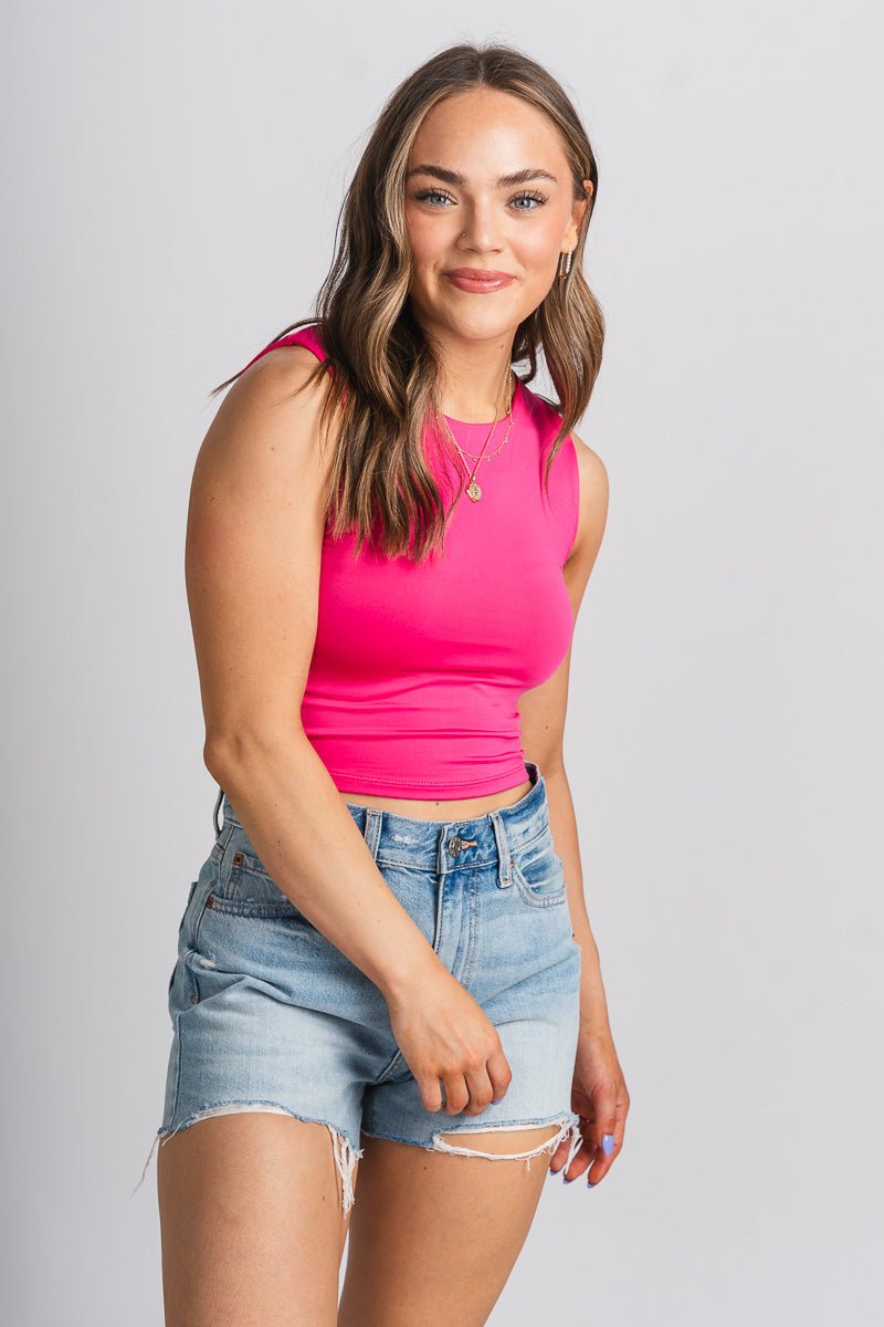 Crop tank top fuchsia - Affordable Tank Top - Boutique Tank Tops at Lush Fashion Lounge Boutique in Oklahoma City