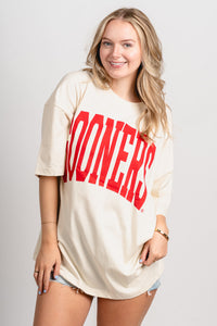OU OU Sooners oversized tee off white T-shirt | Lush Fashion Lounge Trendy Oklahoma University Sooners Apparel & Cute Gameday T-Shirts