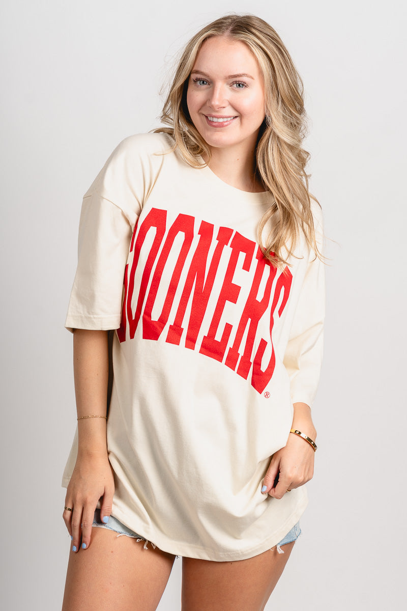 OU OU Sooners oversized tee off white T-shirt | Lush Fashion Lounge Trendy Oklahoma University Sooners Apparel & Cute Gameday T-Shirts