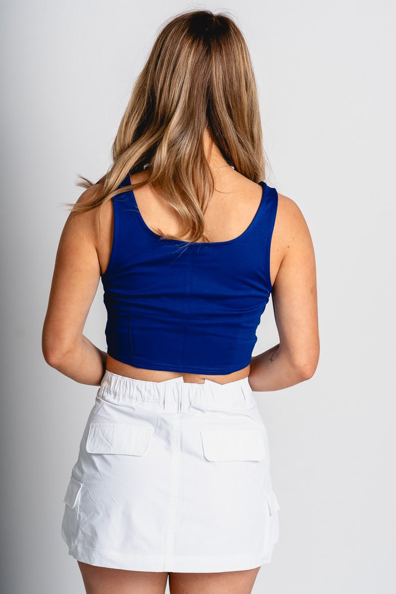 Corset crop top royal - Vintage OKC Basketball T-Shirts at Lush Fashion Lounge Boutique in Oklahoma City