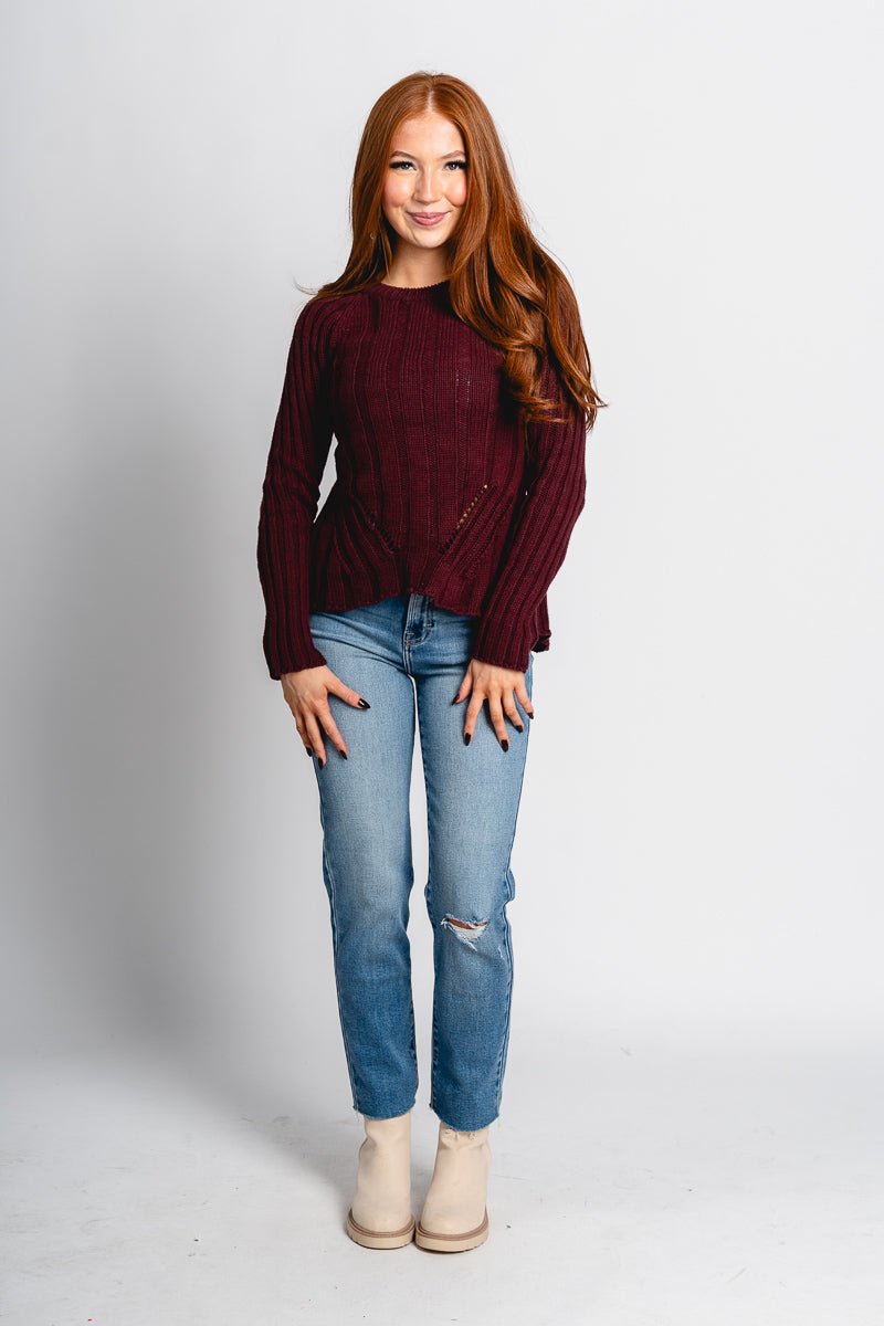 Tie back sweater dark burgundy – Unique Sweaters | Lounging Sweaters and Womens Fashion Sweaters at Lush Fashion Lounge Boutique in Oklahoma City