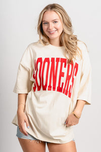 OU OU Sooners oversized tee off white T-shirt | Lush Fashion Lounge Trendy Oklahoma University Sooners Apparel & Cute Gameday T-Shirts