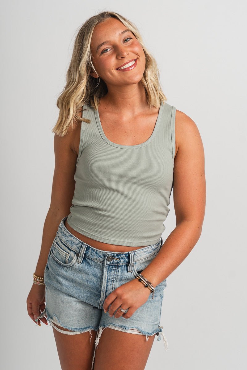 Z Supply Essy ribbed tank top pale jade - Z Supply Tank Top - Z Supply Tops, Dresses, Tanks, Tees, Cardigans, Joggers and Loungewear at Lush Fashion Lounge