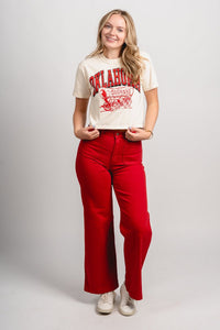 OU OU Oklahoma Schooner crop tee natural T-shirt | Lush Fashion Lounge Trendy Oklahoma University Sooners Apparel & Cute Gameday T-Shirts