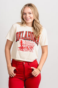 OU OU Oklahoma Schooner crop tee natural T-shirt | Lush Fashion Lounge Trendy Oklahoma University Sooners Apparel & Cute Gameday T-Shirts