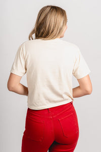 OU OU Oklahoma Schooner crop tee natural T-shirt | Lush Fashion Lounge Trendy Oklahoma University Sooners Apparel & Cute Gameday T-Shirts