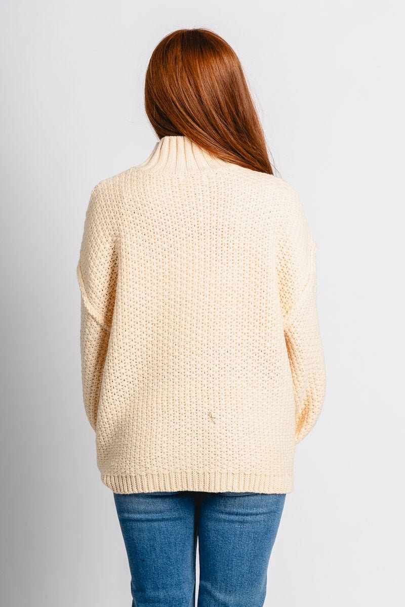 Mock neck oversized sweater cream
