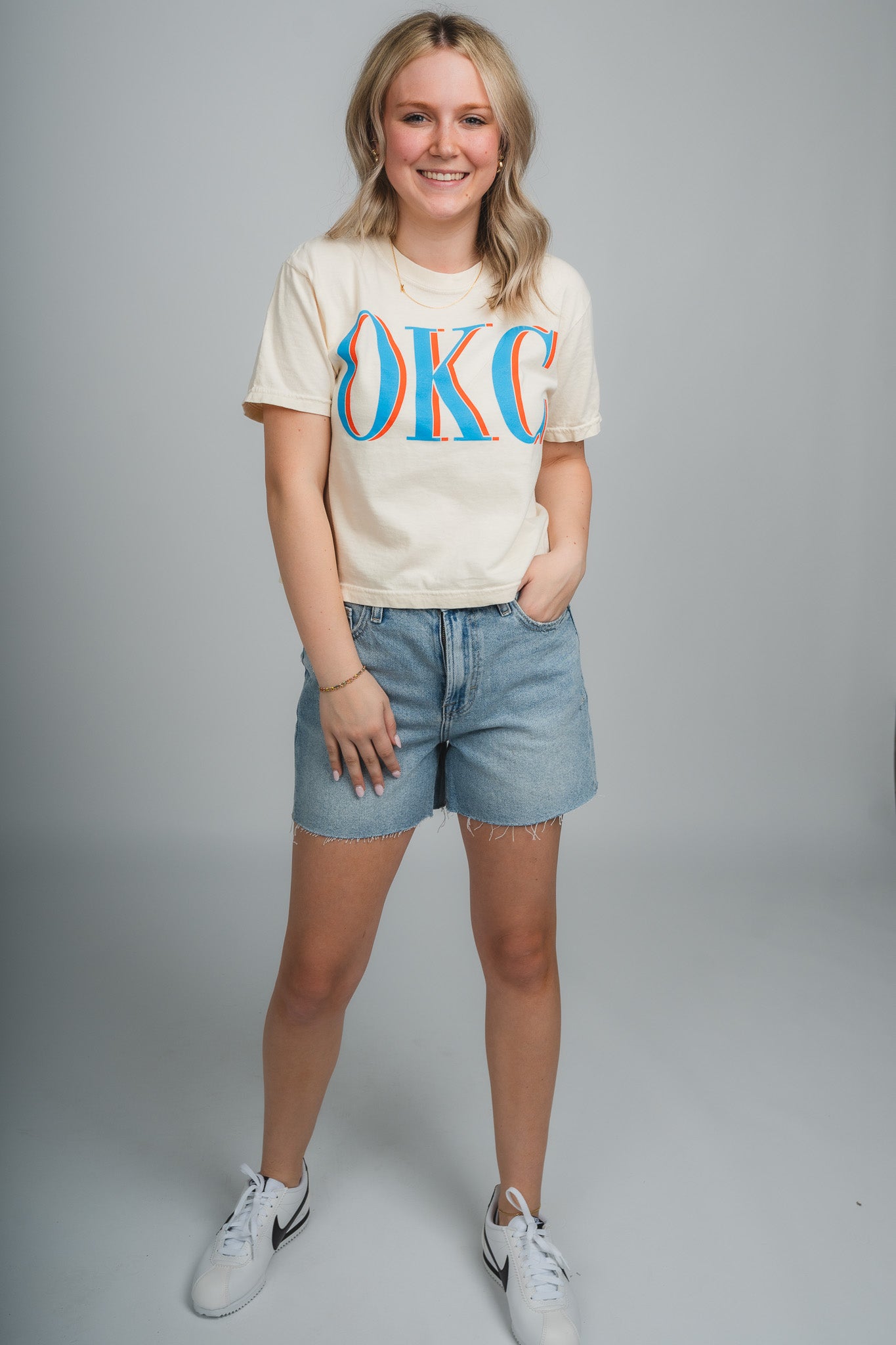 OKC vogue crop t-shirt - Trendy OKC Thunder T-Shirts at Lush Fashion Lounge Boutique in Oklahoma City