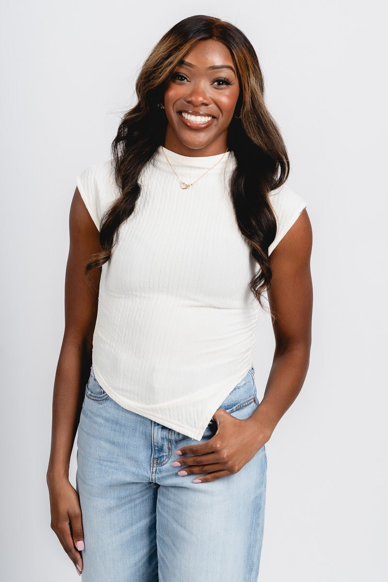 Mock sleeve sleeveless top ivory