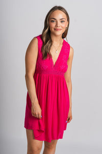 Lace mini dress fuchsia - Affordable Dress - Boutique Dresses at Lush Fashion Lounge Boutique in Oklahoma City