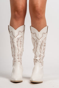 Ainsley cowboy boots white - Trendy cowboy boot - Fashion Shoes at Lush Fashion Lounge Boutique in Oklahoma City