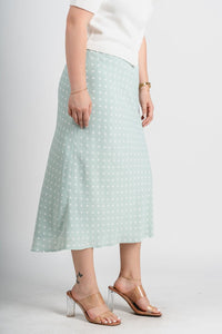 Polka dot maxi skirt mint/white | Lush Fashion Lounge: boutique fashion skirts, affordable boutique skirts, cute affordable skirts