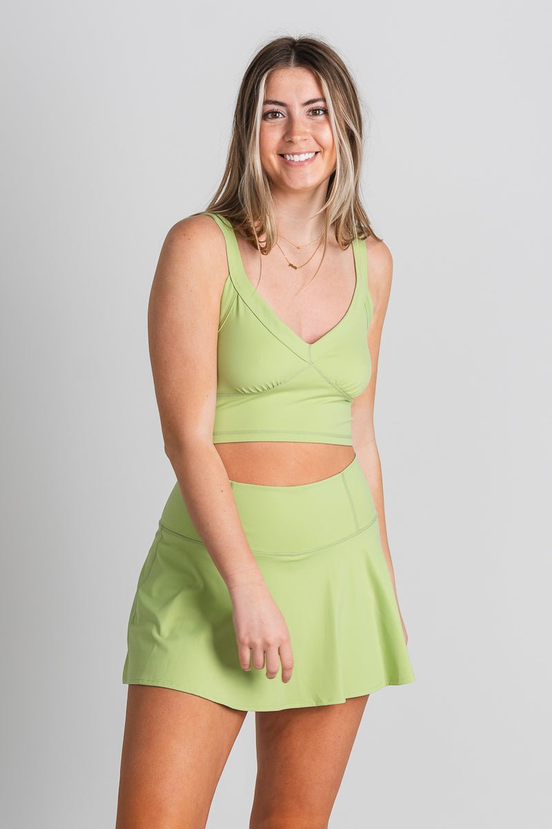 Sporty flare skirt light green | Lush Fashion Lounge: boutique fashion skirts, affordable boutique skirts, cute affordable skirts