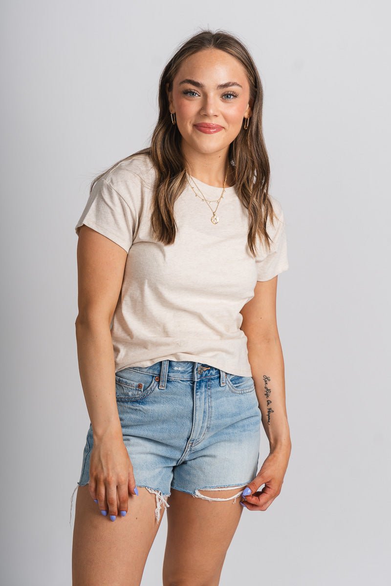 Z Supply modern slub tee light oat heather - Z Supply T-shirts - Z Supply Tops, Dresses, Tanks, Tees, Cardigans, Joggers and Loungewear at Lush Fashion Lounge