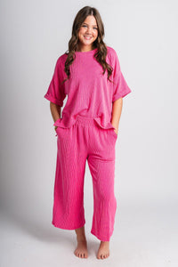 Ribbed wide leg pants hot pink | Lush Fashion Lounge: women's boutique pants, boutique women's pants, affordable boutique pants, women's fashion pants