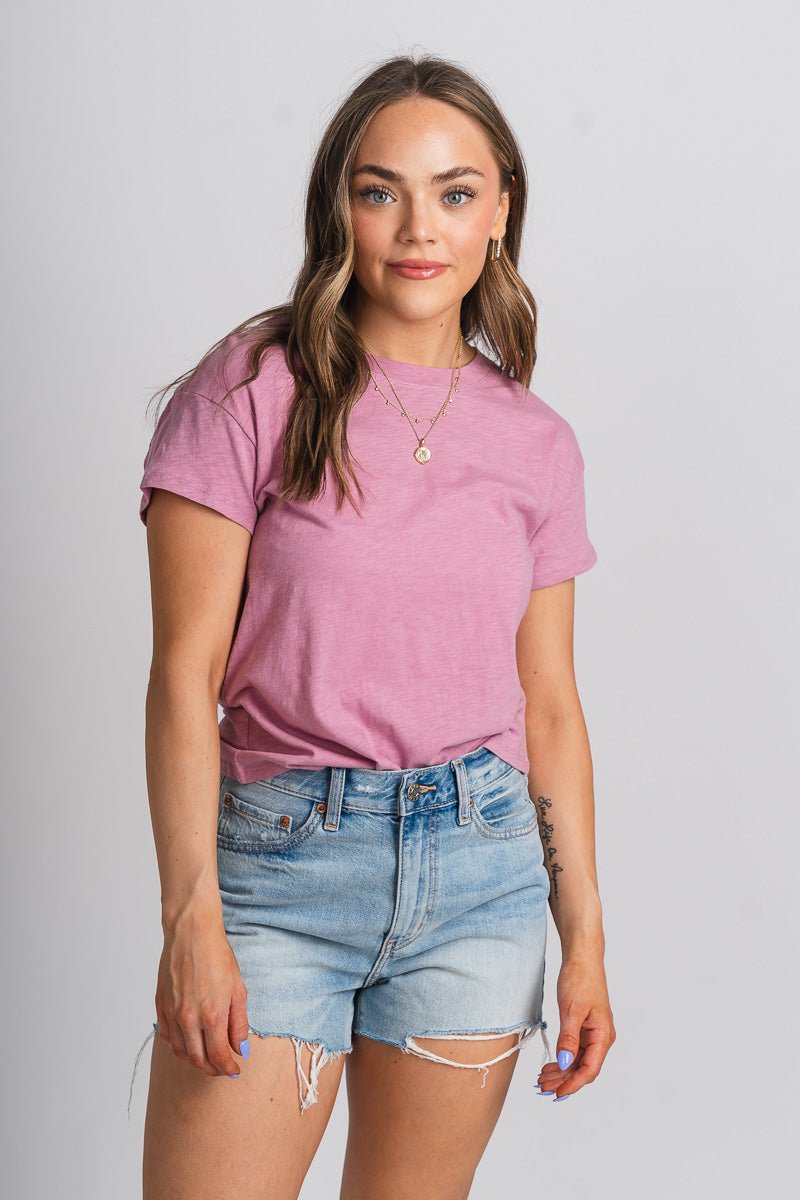 Z Supply modern slub tee dusty orchid - Z Supply T-shirts - Z Supply Tops, Dresses, Tanks, Tees, Cardigans, Joggers and Loungewear at Lush Fashion Lounge