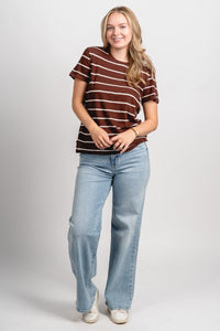 Z Supply foundation stripe tee sandalwood - Z Supply T-shirt - Z Supply Tees & Tanks at Lush Fashion Lounge Trendy Boutique Oklahoma City