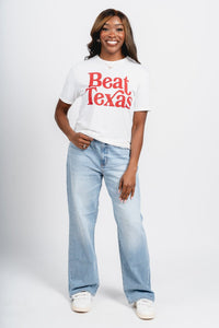 OU OU Sooners Beat Texas bookmania t-shirt off white T-shirt | Lush Fashion Lounge Trendy Oklahoma University Sooners Apparel & Cute Gameday T-Shirts