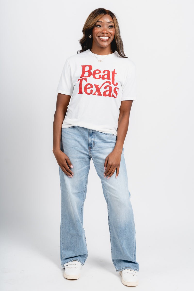 OU OU Sooners Beat Texas bookmania t-shirt off white T-shirt | Lush Fashion Lounge Trendy Oklahoma University Sooners Apparel & Cute Gameday T-Shirts
