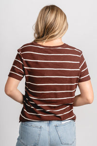 Z Supply foundation stripe tee sandalwood - Z Supply T-shirt - Z Supply Fashion at Lush Fashion Lounge Trendy Boutique Oklahoma City