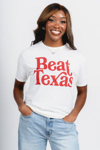 OU OU Sooners Beat Texas bookmania t-shirt off white T-shirt | Lush Fashion Lounge Trendy Oklahoma University Sooners Apparel & Cute Gameday T-Shirts