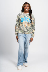 OKC bolt camo sweatshirt green - Oklahoma City inspired graphic t-shirts at Lush Fashion Lounge Boutique in Oklahoma City