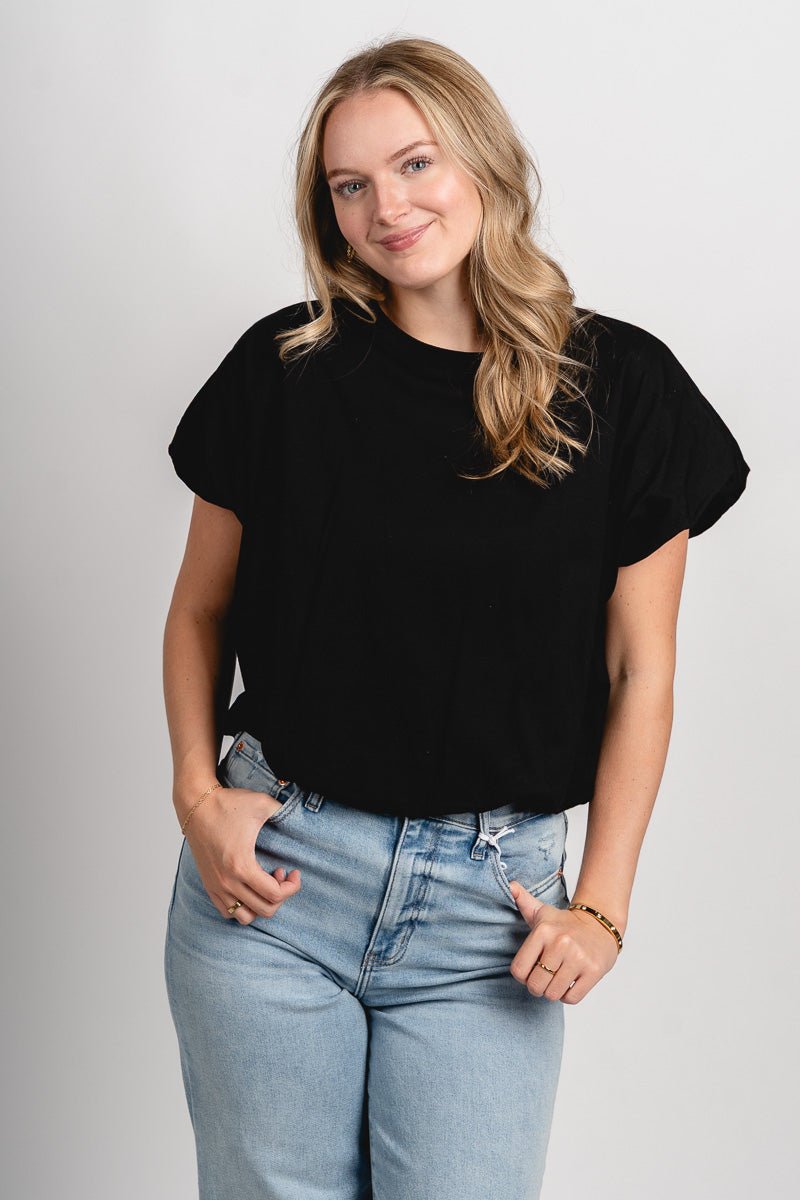 Bubble hem top black