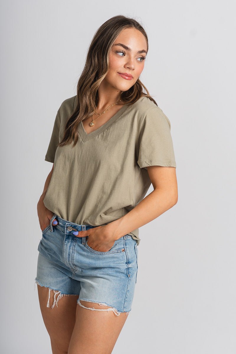 Z Supply girlfriend v-neck tee meadow - Z Supply T-shirts - Z Supply Tops, Dresses, Tanks, Tees, Cardigans, Joggers and Loungewear at Lush Fashion Lounge