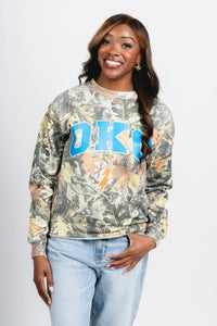 OKC bolt camo sweatshirt green - Trendy Oklahoma City Basketball T-Shirts Lush Fashion Lounge Boutique in Oklahoma City