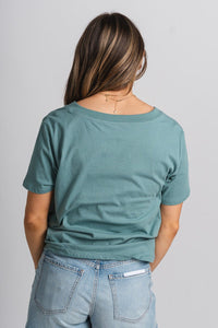 Z Supply girlfriend v-neck tee sea pine - Z Supply T-shirts - Z Supply Fashion at Lush Fashion Lounge Trendy Boutique Oklahoma City