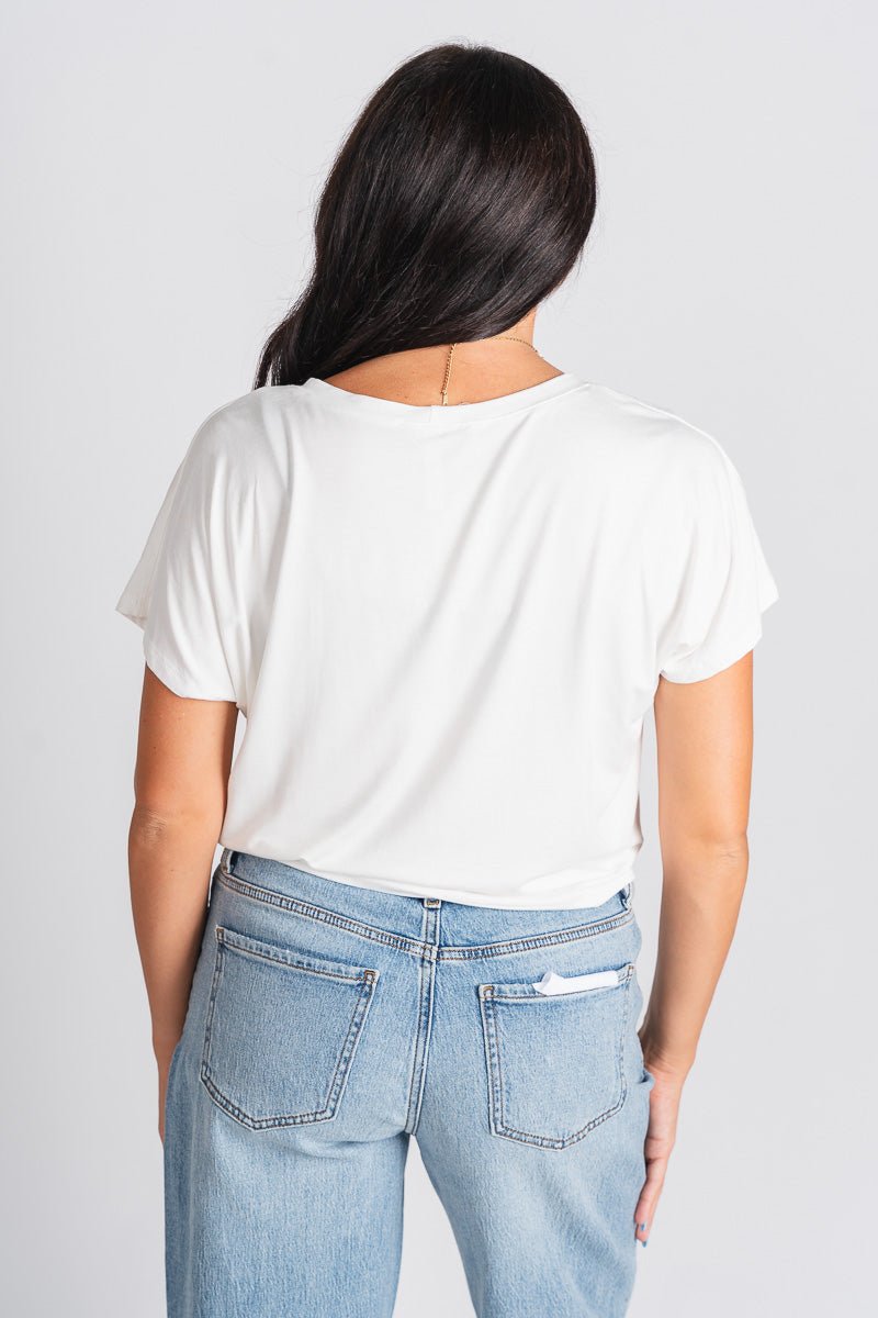 Short sleeve modal top ivory