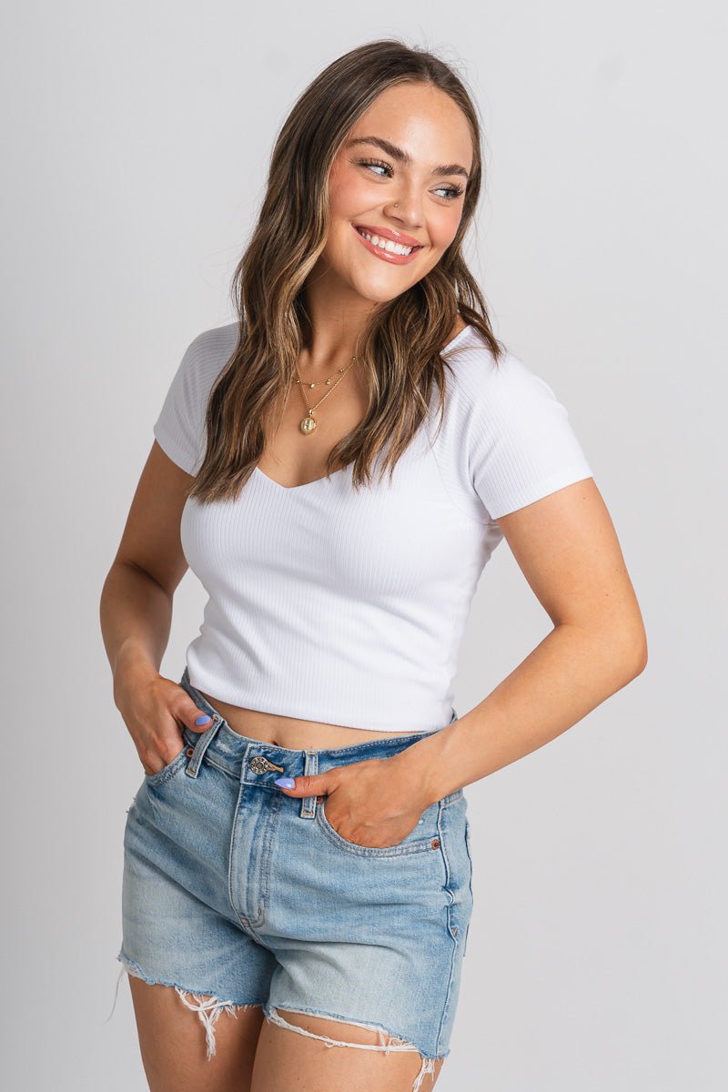 Z Supply Kallen rib top white - Z Supply T-shirts - Z Supply Tops, Dresses, Tanks, Tees, Cardigans, Joggers and Loungewear at Lush Fashion Lounge