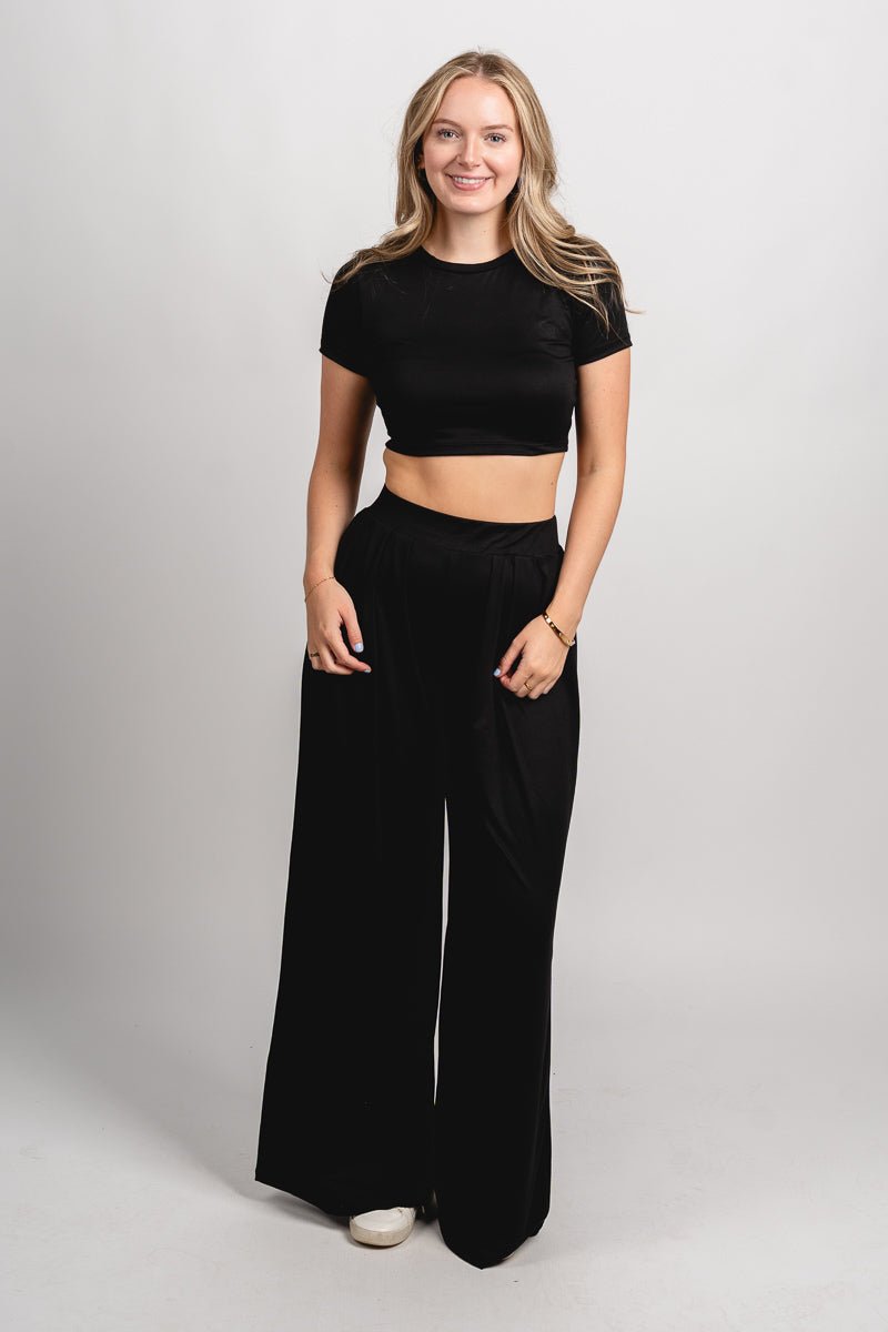 Wide leg pants black | Trendy Pants - Lush Fashion Lounge