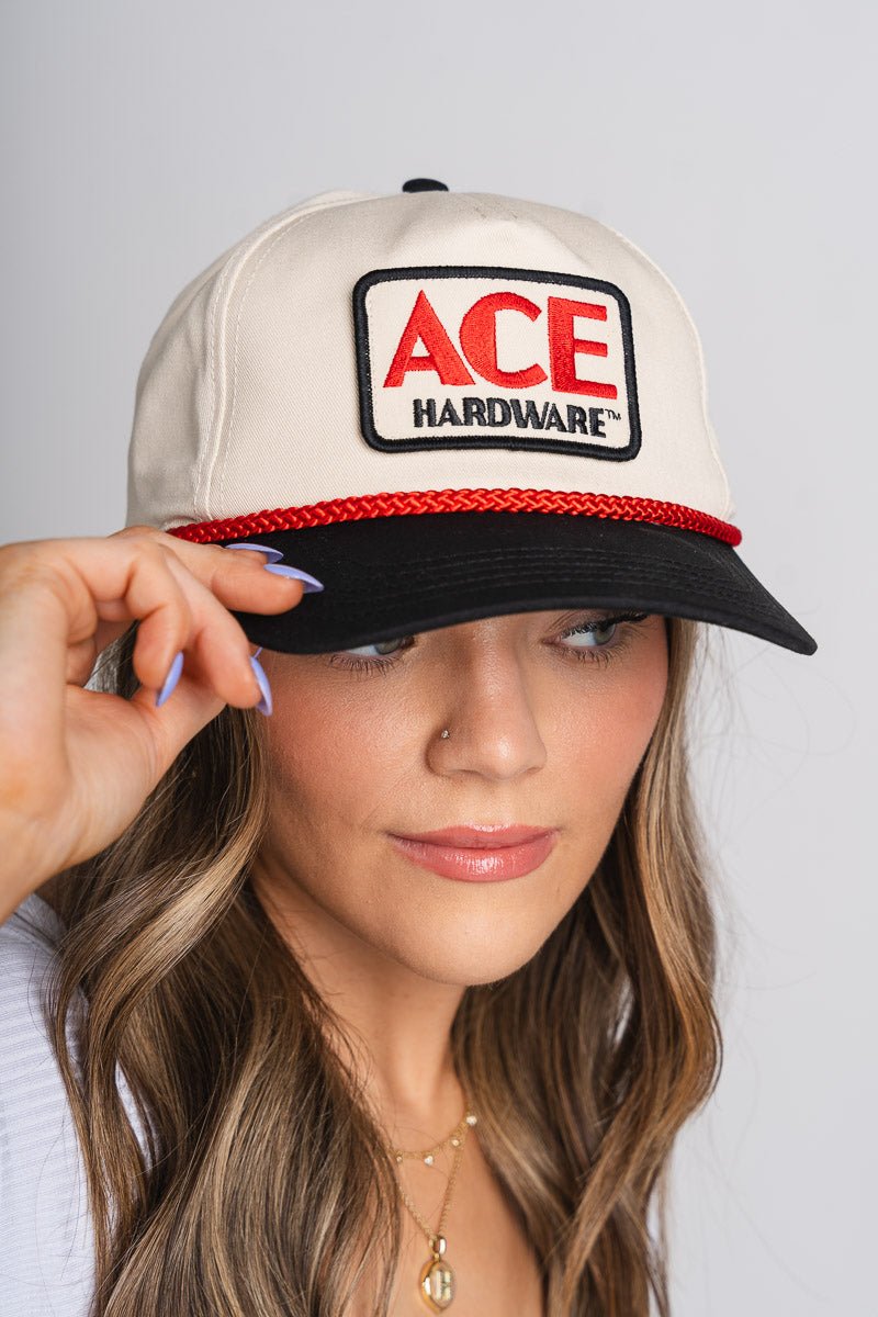 Ace Hardware roscoe hat ivory/black - Trendy Gifts at Lush Fashion Lounge Boutique in Oklahoma City