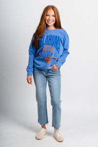 OKC basketball fade comfort colors sweatshirt flo blue - Trendy OKC Thunder T-Shirts at Lush Fashion Lounge Boutique in Oklahoma City