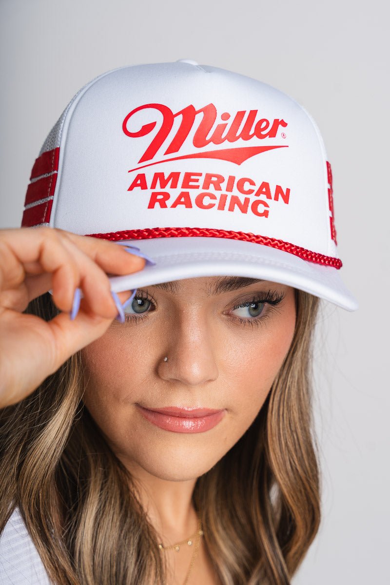 Miller Talladega trucker hat white - Trendy Gifts at Lush Fashion Lounge Boutique in Oklahoma City