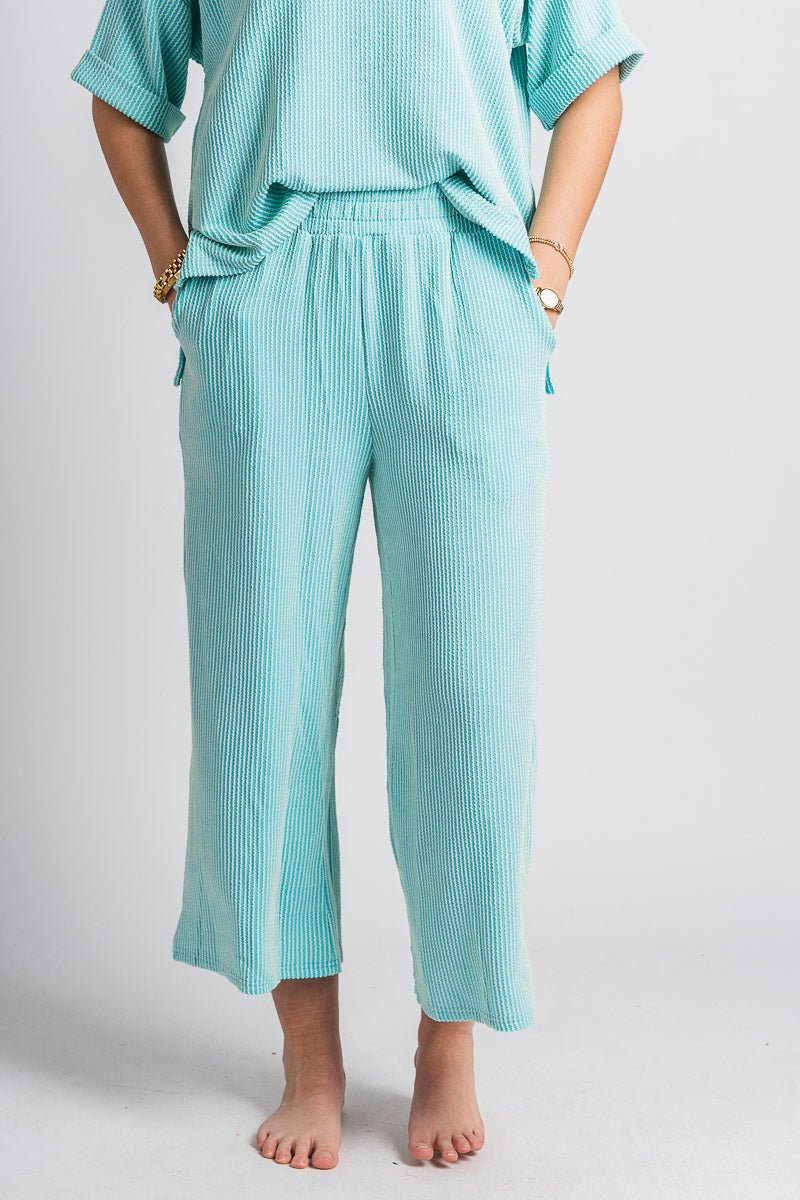 Ribbed wide leg pants mint - Trendy pants - Cute Loungewear Collection at Lush Fashion Lounge Boutique in Oklahoma City