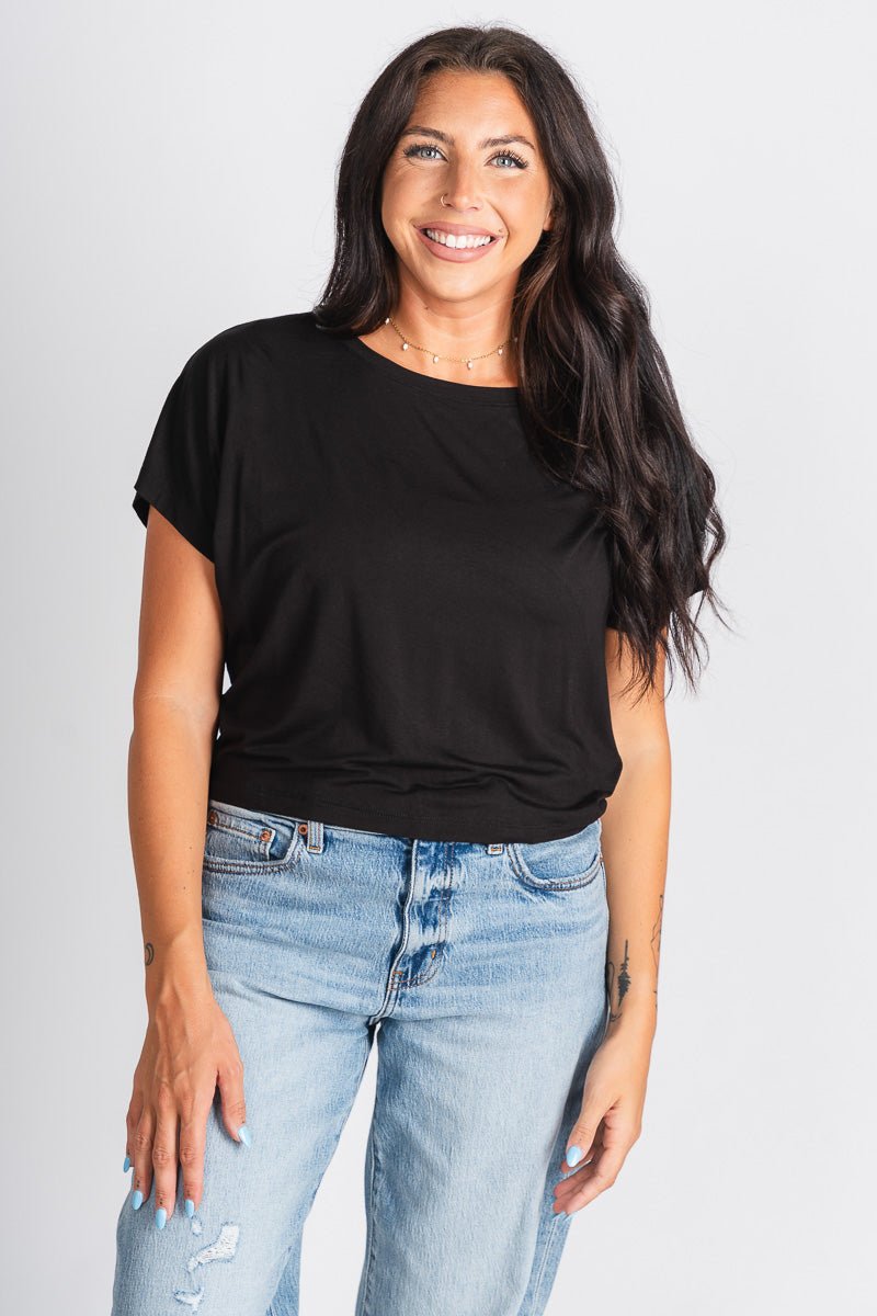 Short sleeve modal top black