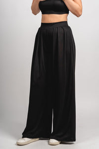 Wide leg pants black - Cute pants - Fun Cozy Basics at Lush Fashion Lounge Boutique in Oklahoma City