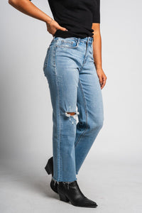 Flying Monkey high rise wide leg jeans satisfactory | Lush Fashion Lounge: boutique women's jeans, fashion jeans for women, affordable fashion jeans, cute boutique jeans