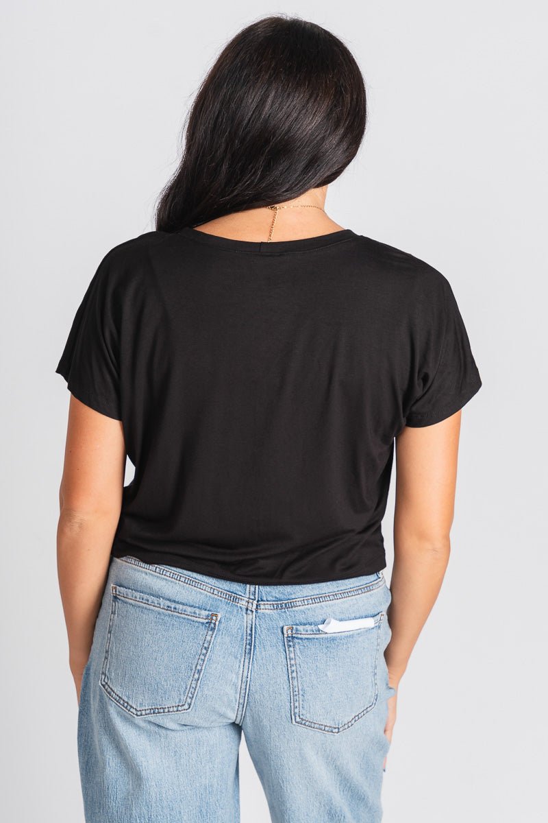 Short sleeve modal top black