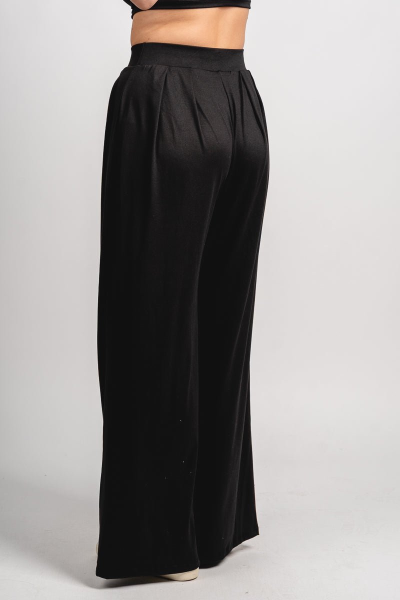 Wide leg pants black - Fun pants - Unique Lounge Looks at Lush Fashion Lounge Boutique in Oklahoma