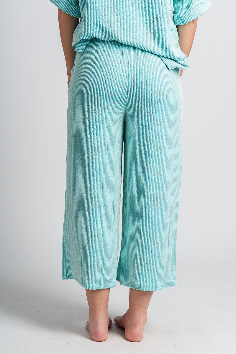 Ribbed wide leg pants mint - Fun pants - Unique Lounge Looks at Lush Fashion Lounge Boutique in Oklahoma