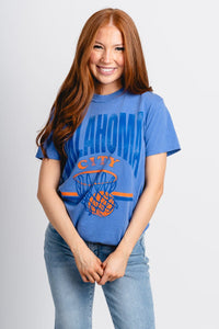 OKC basketball fade comfort colors t-shirt flo blue - Trendy OKC Apparel at Lush Fashion Lounge Boutique in Oklahoma City