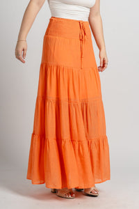 Tiered maxi skirt orange - Cute skirt - Fun Vacay Basics at Lush Fashion Lounge Boutique in Oklahoma City