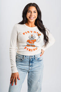 OSU OSU football player long sleeve crop t-shirt natural T-shirt | Lush Fashion Lounge Trendy Oklahoma State Cowboys Apparel & Cute Gameday T-Shirts