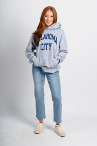 OKC basketball simple hoodie faded powder - Oklahoma City inspired graphic t-shirts at Lush Fashion Lounge Boutique in Oklahoma City