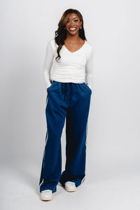 Drawstring track pants blue - Oklahoma City inspired graphic t-shirts at Lush Fashion Lounge Boutique in Oklahoma City